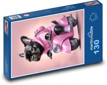 Pes na ružovej motorke Puzzle 130 dielikov - 28,7 x 20 cm 