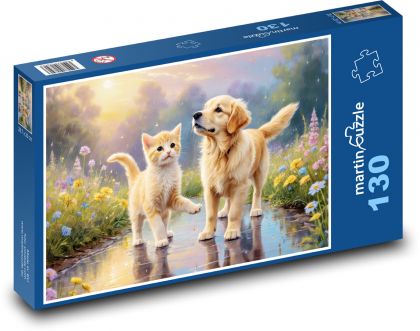 Pes a kočka - puzzle 130 dílků
