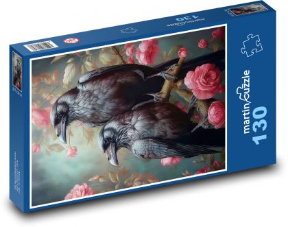 Vrany v ružiach - Puzzle 130 dielikov, rozmer 28,7x20 cm 