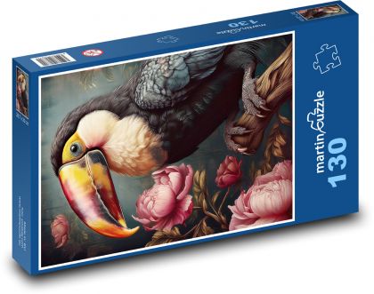 Tukan - Puzzle 130 elementów, rozmiar 28,7x20 cm