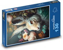 Králík v květinách Puzzle 130 dílků - 28,7 x 20 cm