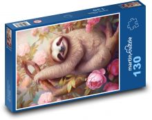 Lenochov v růžových růžích Puzzle 130 dílků - 28,7 x 20 cm