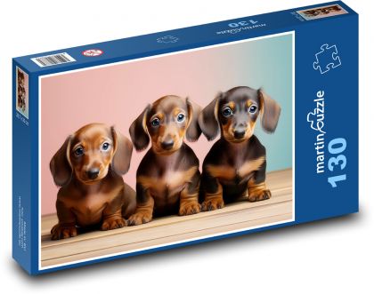 Jezevčíci - štěňata - Puzzle 130 dílků, rozměr 28,7x20 cm