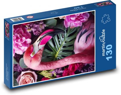 Vogel - rosa Flamingo - Puzzle - 130 Teile