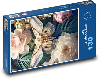 Motýl na květině - puzzle 130 dílků