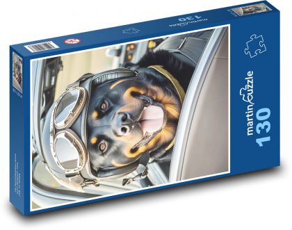 Pies - Pilot - Puzzle 130 elementów, rozmiar 28,7x20 cm