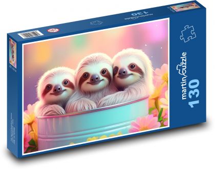 Sloth Family - Puzzle 130 pieces, size 28.7x20 cm 