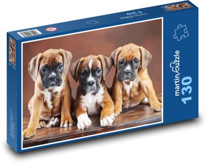 Šteniatka boxerov - psy - Puzzle 130 dielikov, rozmer 28,7x20 cm 