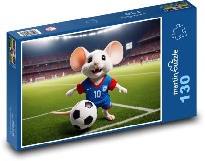 Myš fotbalista - fantasy - Puzzle 130 dílků, rozměr 28,7x20 cm