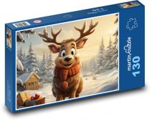 Vánoční sob Puzzle 130 dílků - 28,7 x 20 cm