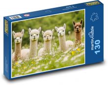 Alpaki w trawie Puzzle 130 elementów - 28,7x20 cm