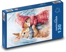 Króliki zimą Puzzle 130 elementów - 28,7x20 cm