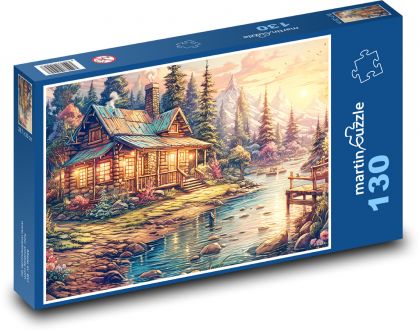 Horský dom - Puzzle 130 dielikov, rozmer 28,7x20 cm 