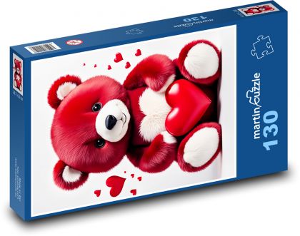 Medvídek se srdcem - puzzle 130 dílků