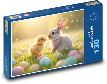 Králik a kurča - Puzzle 130 dielikov, rozmer 28,7x20 cm 