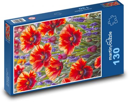 Rozkwitające maki - Puzzle 130 elementów, rozmiar 28,7x20 cm