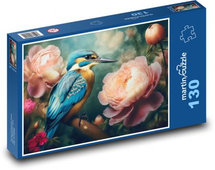 Ledňáček - pták - Puzzle 130 dílků, rozměr 28,7x20 cm