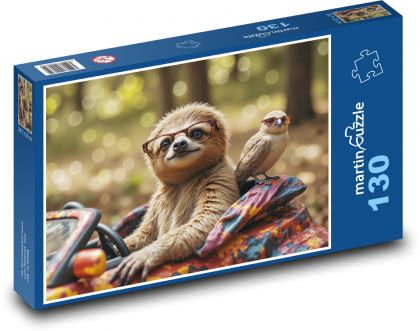 Faultier im Auto - Puzzle - 130 Teile