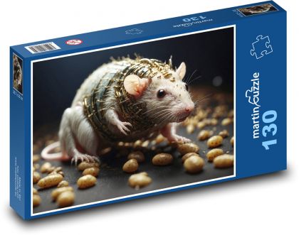 Mysz - Robot - Puzzle 130 elementów, rozmiar 28,7x20 cm