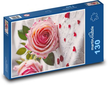 Ružová ruža - Puzzle 130 dielikov, rozmer 28,7x20 cm 