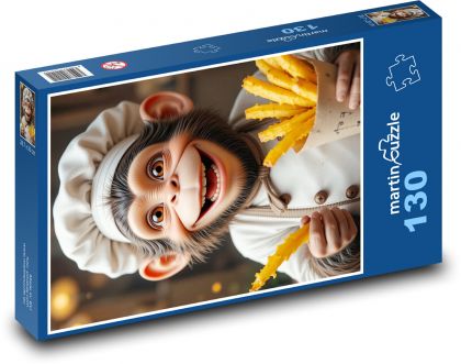 Opica s hranolkami - Puzzle 130 dielikov, rozmer 28,7x20 cm 