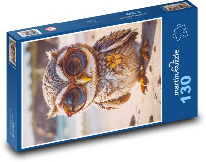 Owl in glasses - Puzzle 130 pieces, size 28.7x20 cm 
