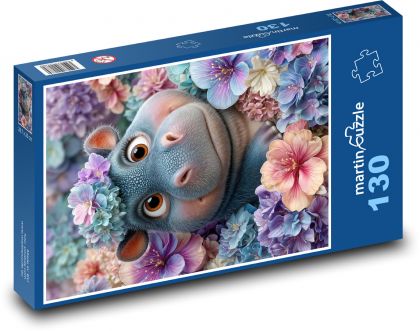 Hippopotamus - Puzzle 130 pieces, size 28.7x20 cm 