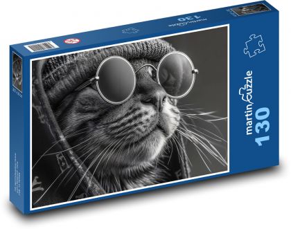 Kočka ve slunečních brýlích - puzzle 130 dílků