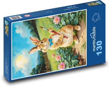 Rabbit - painter - Puzzle 130 pieces, size 28.7x20 cm 