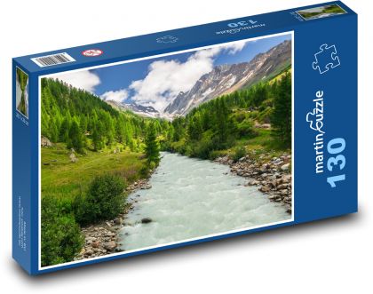 Mountains - river - Puzzle 130 pieces, size 28.7x20 cm 