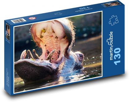 Nilpferd im Wasser mit offenem Mund - Puzzle - 130 Teile