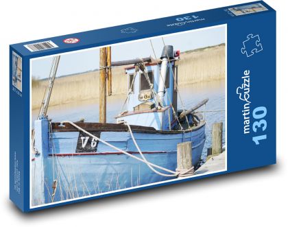 Rybářská loď na řece - puzzle 130 dílků