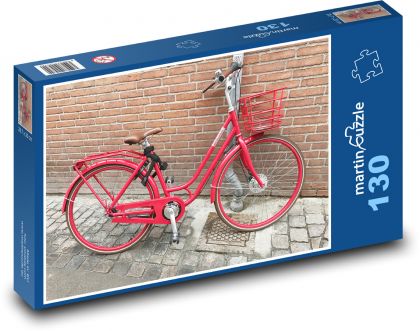Červené jízdní kolo - Puzzle 130 dílků, rozměr 28,7x20 cm