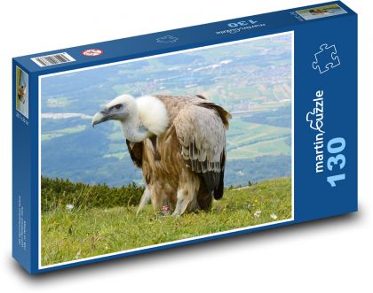 Sęp w trawie - Puzzle 130 elementów, rozmiar 28,7x20 cm