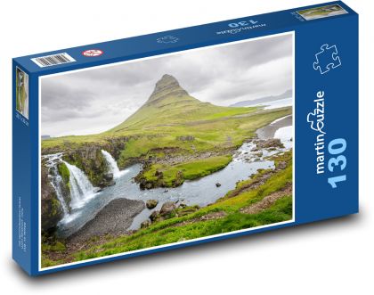Vodopád  Kirkjufell - Island - puzzle 130 dílků