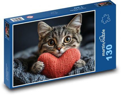 Rotherzige Katze - Puzzle - 130 Teile