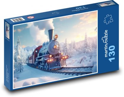 Train in the winter landscape - Puzzle 130 pieces, size 28.7x20 cm 
