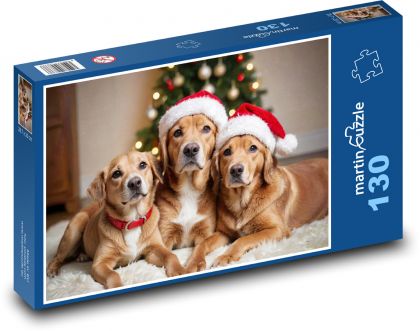 Weihnachtsfoto - Hunde - Puzzle - 130 Teile