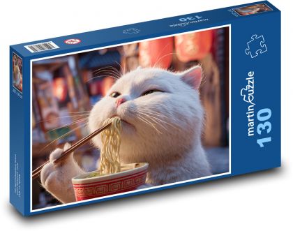 Kočka a nudle - puzzle 130 dílků