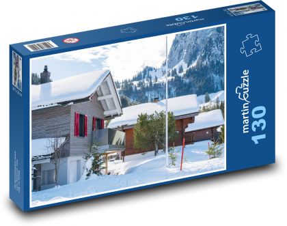 Verschneites Dorf - Puzzle - 130 Teile