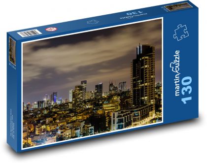 Noc Tel Awiw - Izrael - Puzzle 130 elementów, rozmiar 28,7x20 cm