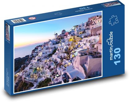 Santorini - západ slunce - Puzzle 130 dílků, rozměr 28,7x20 cm