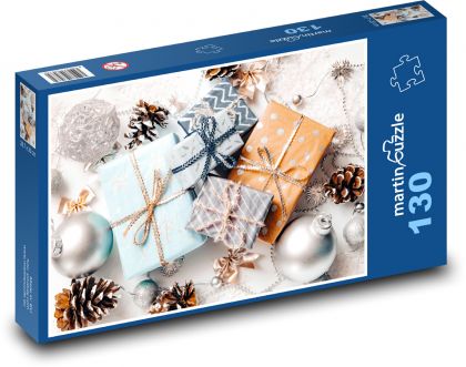 Vianočné darčeky - Puzzle 130 dielikov, rozmer 28,7x20 cm 