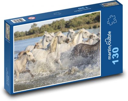 Foals running in water - Puzzle 130 pieces, size 28.7x20 cm 