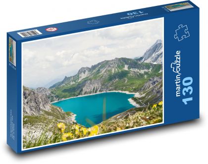 Hory - jezero - Puzzle 130 dílků, rozměr 28,7x20 cm