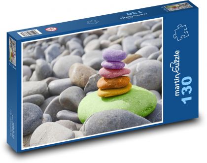 Farebná pyramída z kameňov - Puzzle 130 dielikov, rozmer 28,7x20 cm 