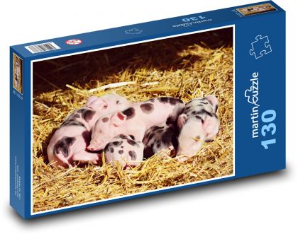 Sleeping piglets - Puzzle 130 pieces, size 28.7x20 cm 