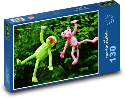 Plüschtiere - Frosch und rosa Panther - Puzzle - 130 Teile
