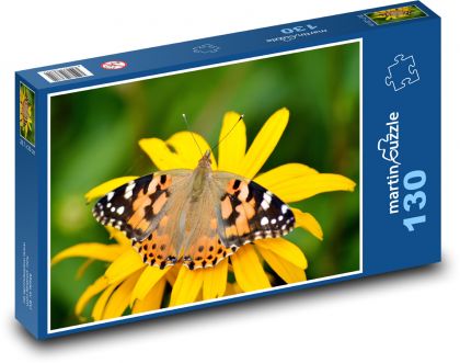Motýl na květině - puzzle 130 dílků