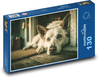 Pes ležiaci na podlahe - Puzzle 130 dielikov, rozmer 28,7x20 cm 